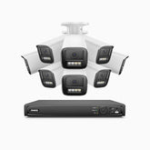 HZ804 - 4K 16 Kanal PoE Dome Überwachungskamera-Set mit 8 Kameras, 4X Optischer Zoom, 2,8-12 MM motorisiertes Varifokalobjektiv, Intelligente Zwei Lichtern Nachtsicht, Bewegungserkennung 2.0, Eingebautes Mikrophon, Alarmierung mit sirene und blitzlicht